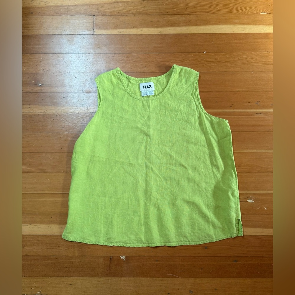 Flax Lime Green Linen Sleeveless Top Women's Size 1XL